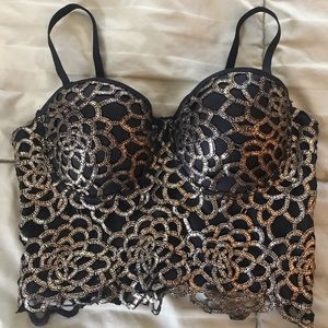 Black and Gold Bustier Top